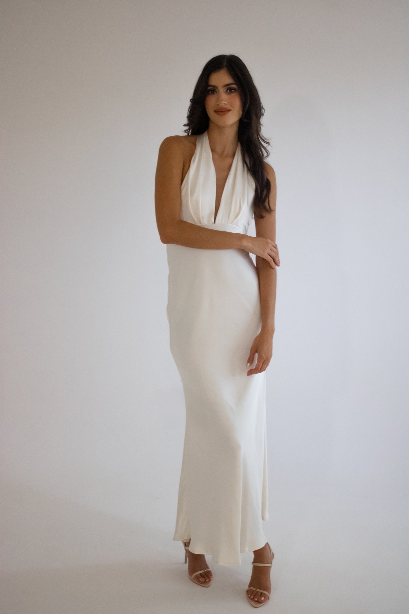 Blanco Maxi Vestidos Vestido De Seda Largo Blanco Combinar Vestido