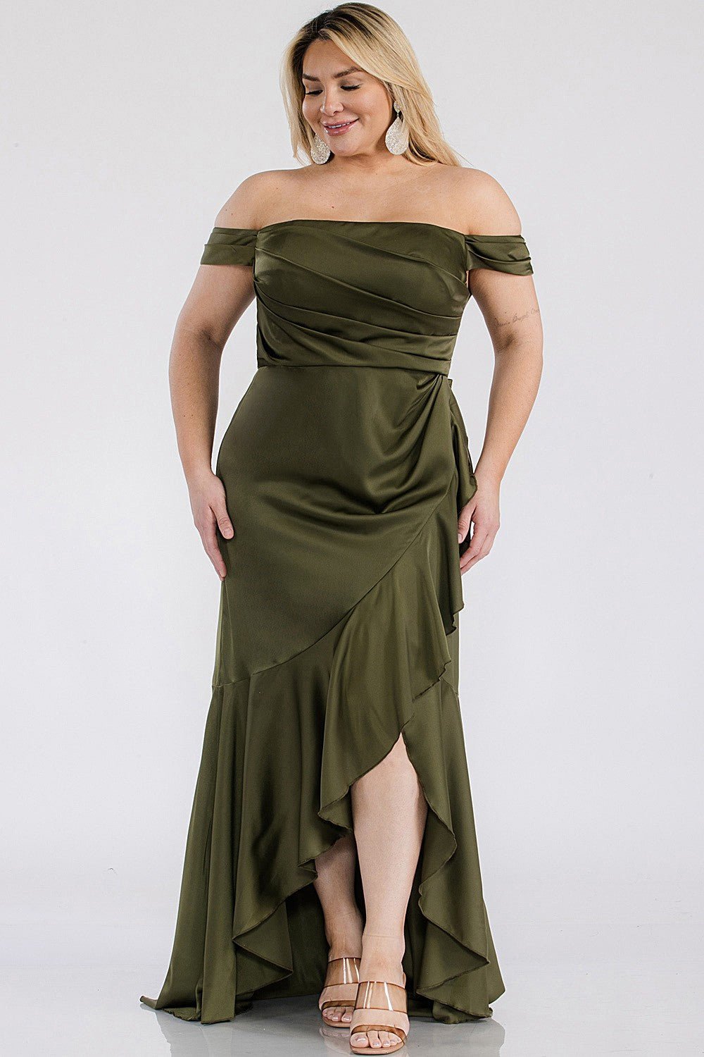 Sara - verde olivo - Cindel vestidos maxi, midi, mini, para toda ocasion, largos, de fiesta, de boda