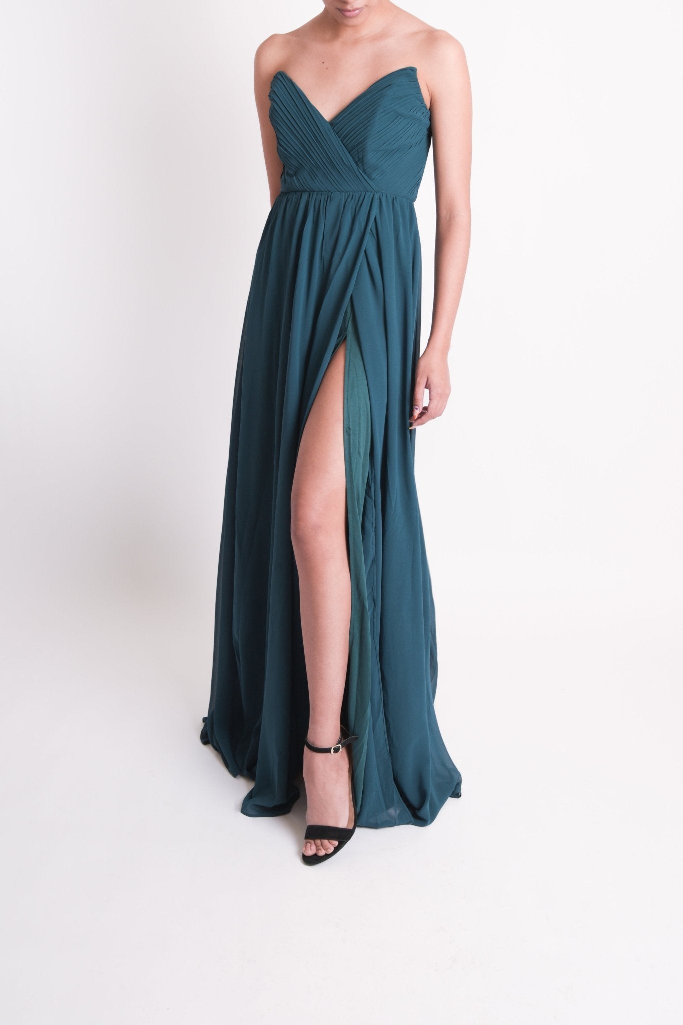 vestido strapless. vestido largo azul verdoso. venta de vestidos – Cindel