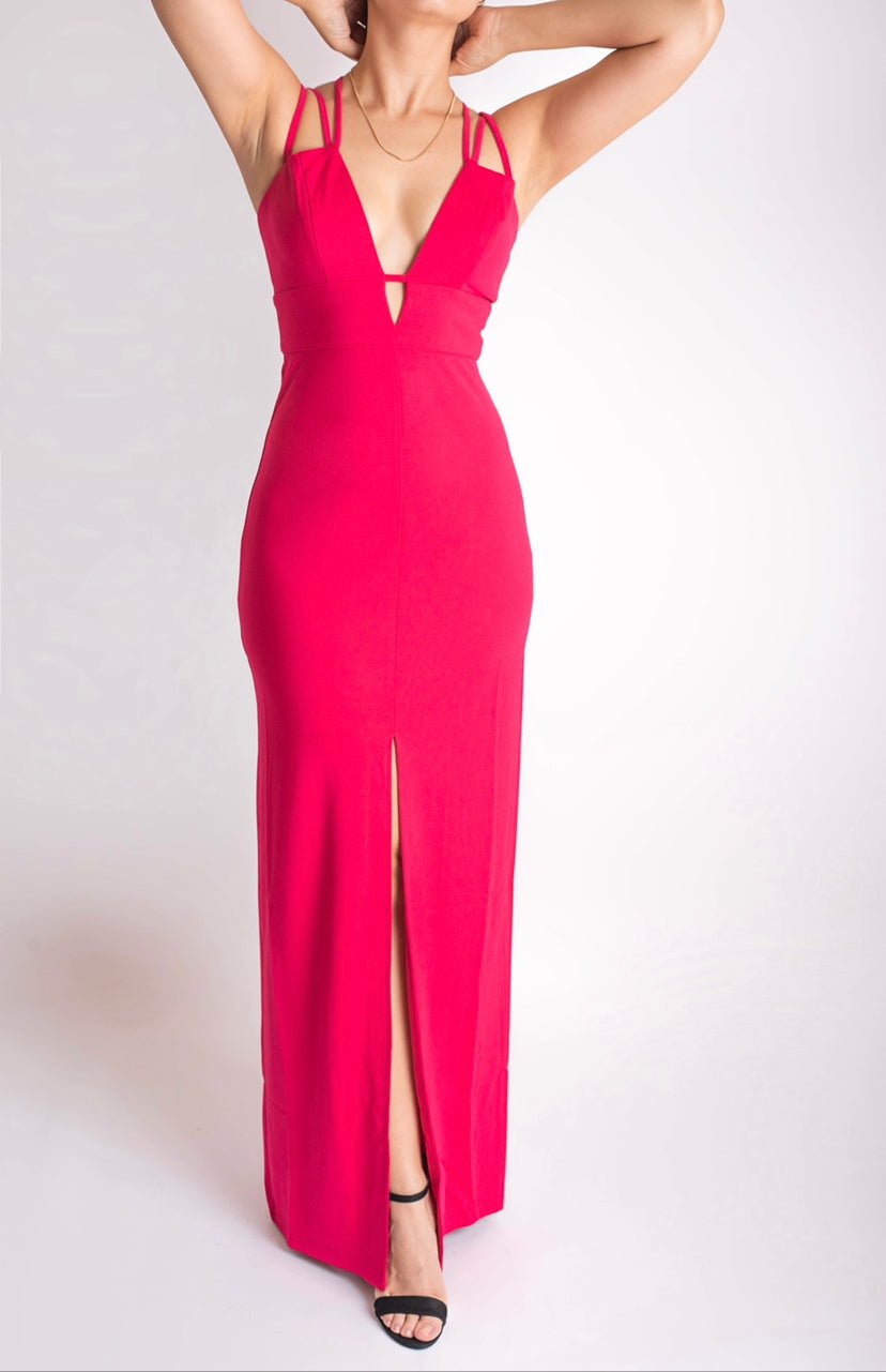 Cut Out Vestido Largo Con Cuñas Vestido Plisado Rosa Palo Vestido