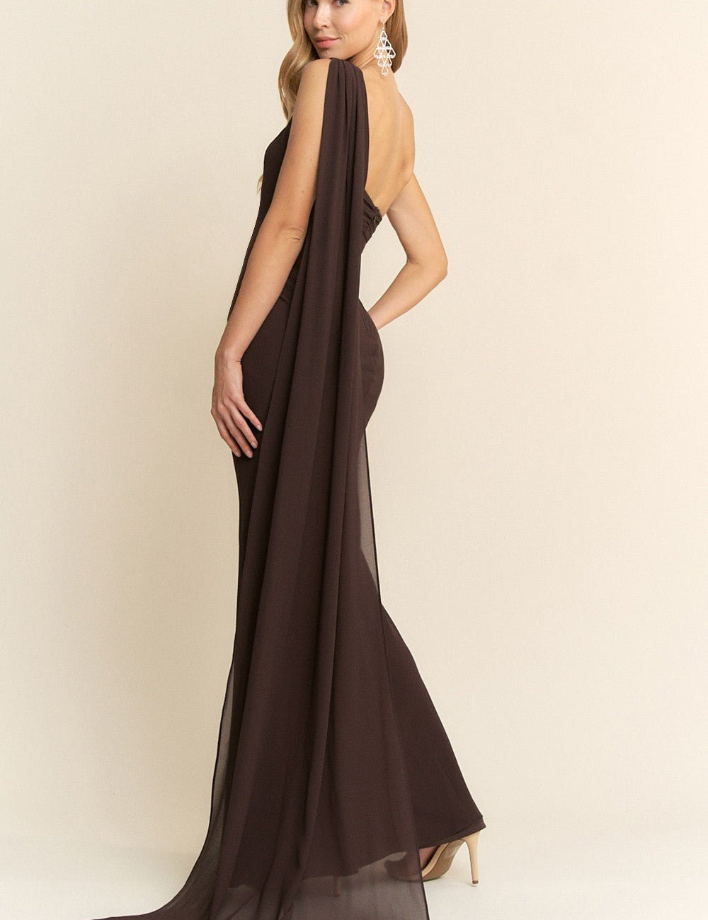 Allena - chocolate - Cindel vestidos maxi, midi, mini, para toda ocasion, largos, de fiesta, de boda