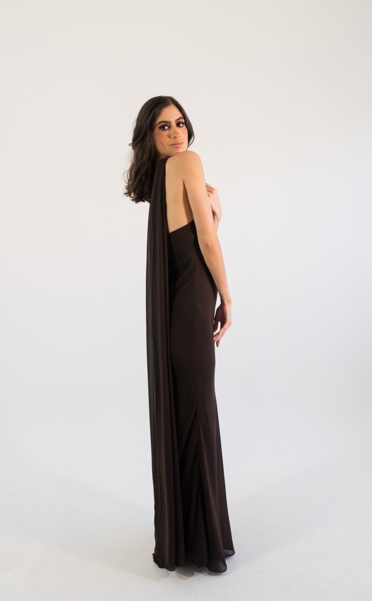 Allena - chocolate - Cindel vestidos maxi, midi, mini, para toda ocasion, largos, de fiesta, de boda