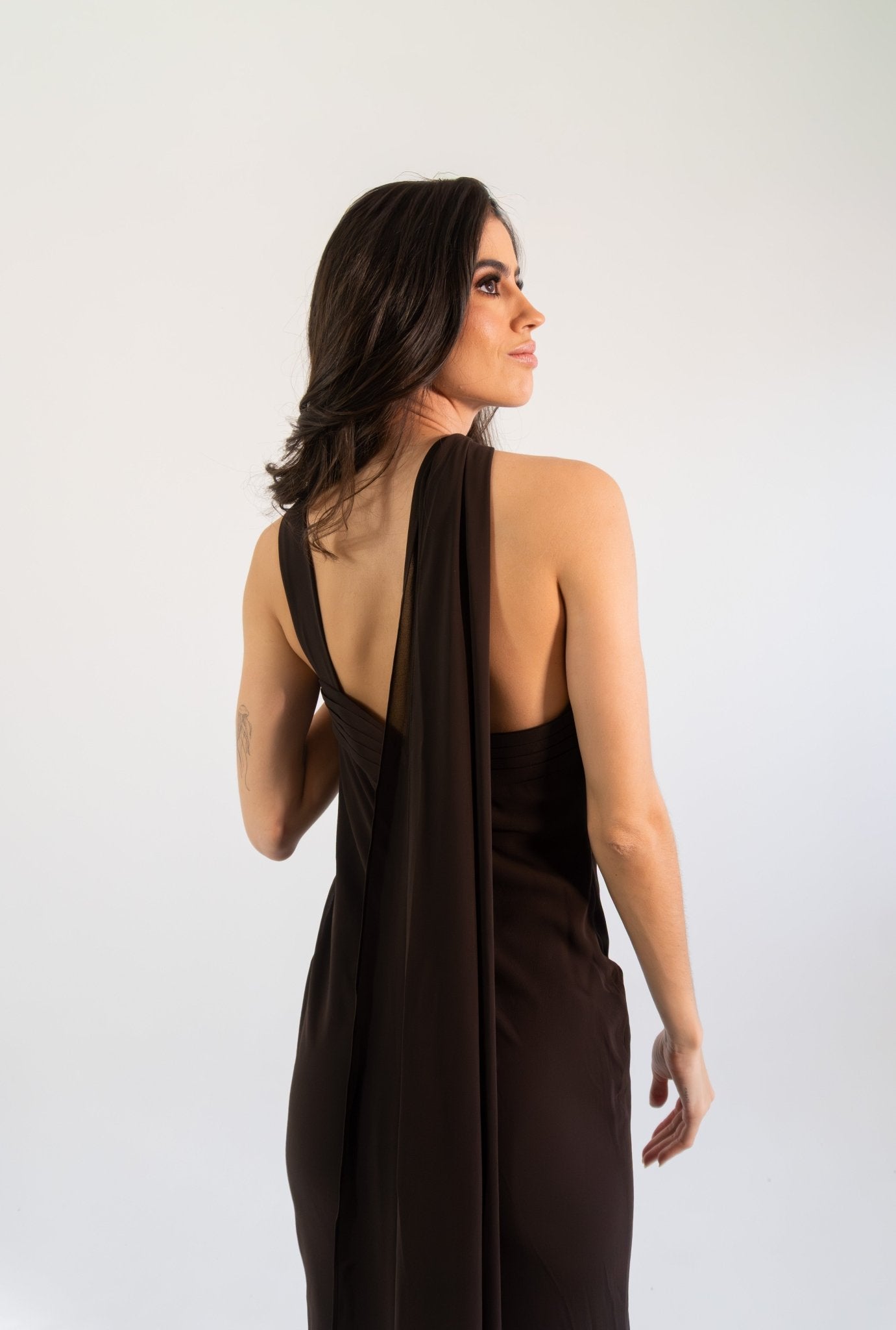 Allena - chocolate - Cindel vestidos maxi, midi, mini, para toda ocasion, largos, de fiesta, de boda