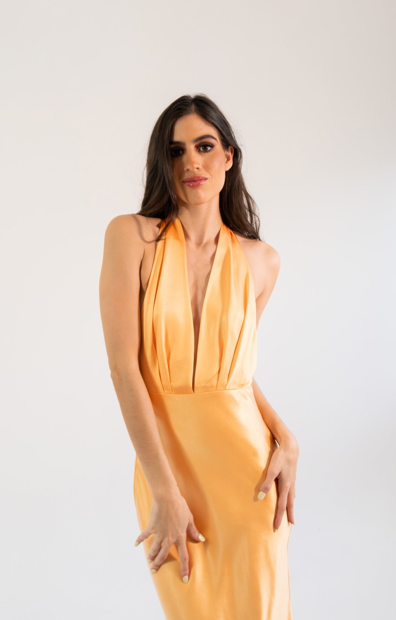 Elga - naranja - Cindel vestidos maxi, midi, mini, para toda ocasion, largos, de fiesta, de boda