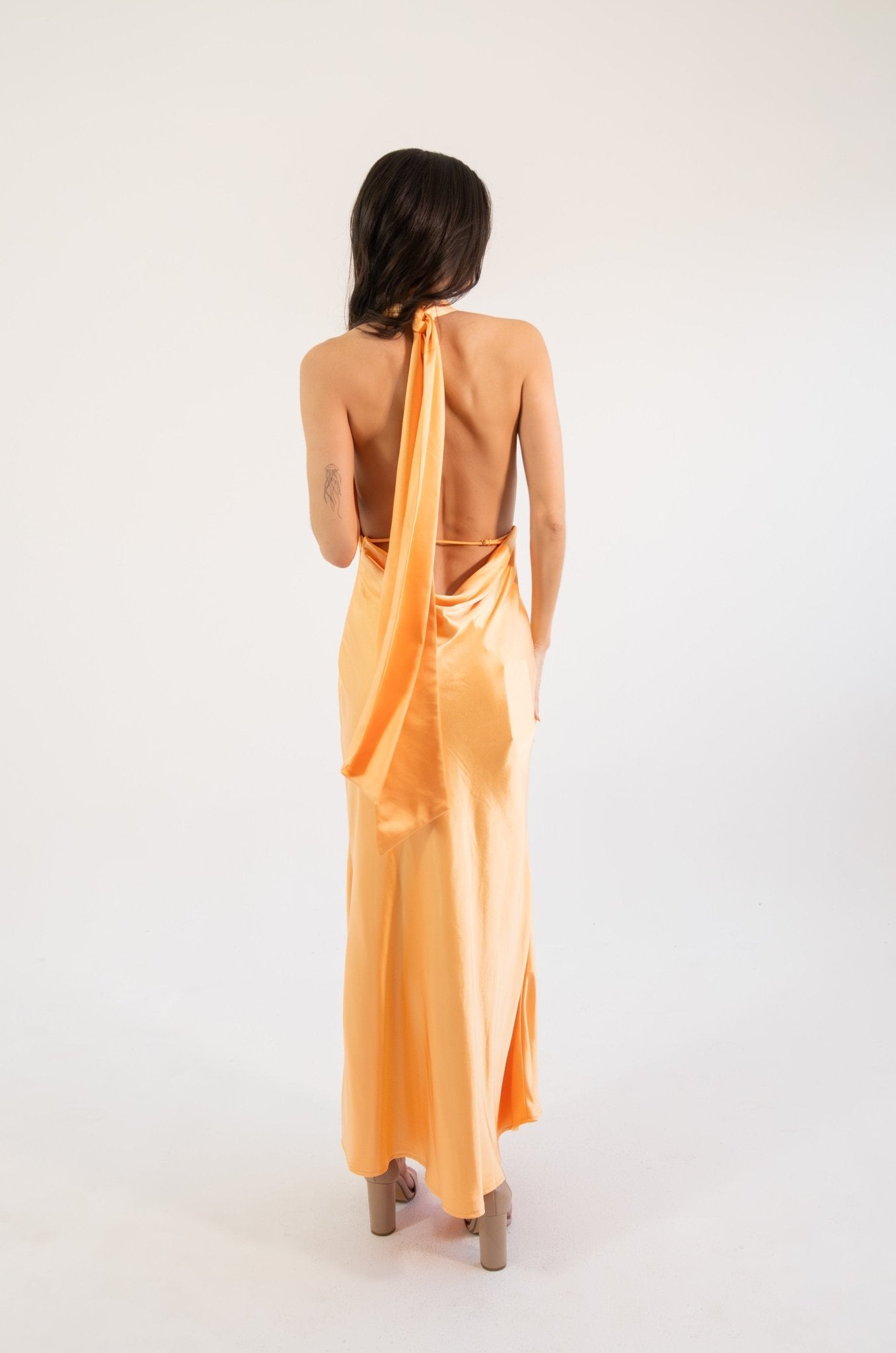 Elga - naranja - Cindel vestidos maxi, midi, mini, para toda ocasion, largos, de fiesta, de boda
