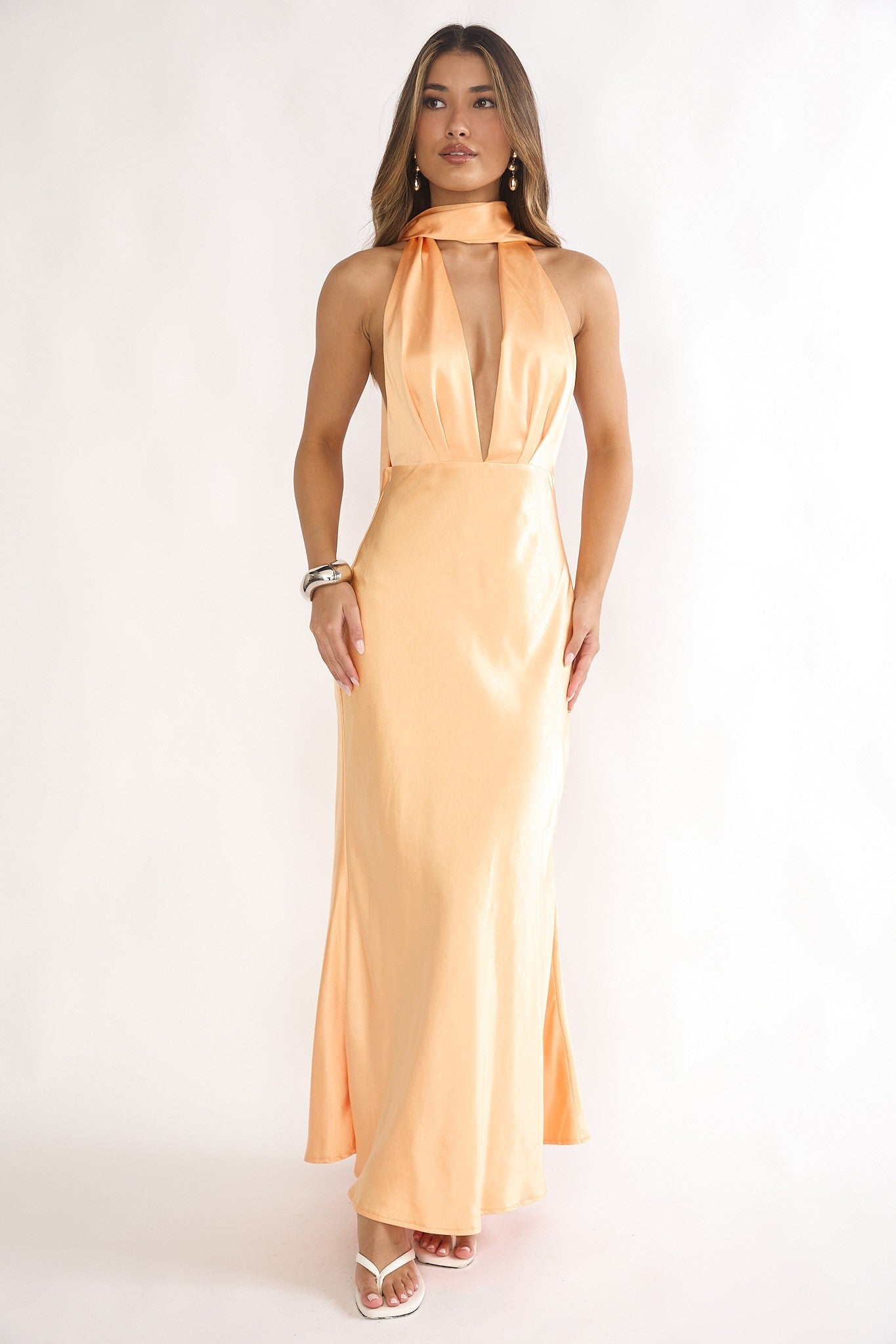 Elga - naranja - Cindel vestidos maxi, midi, mini, para toda ocasion, largos, de fiesta, de boda