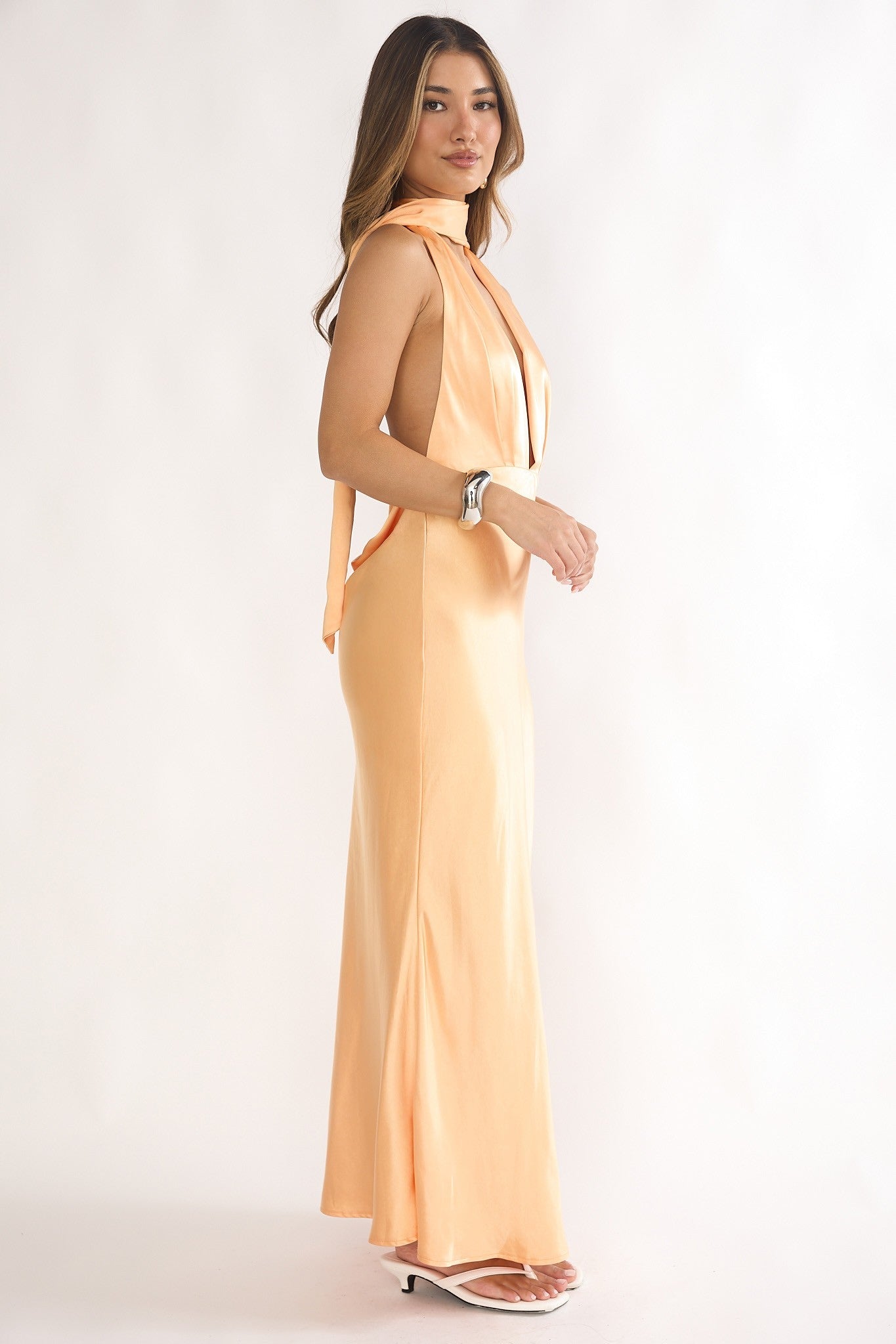 Elga - naranja - Cindel vestidos maxi, midi, mini, para toda ocasion, largos, de fiesta, de boda