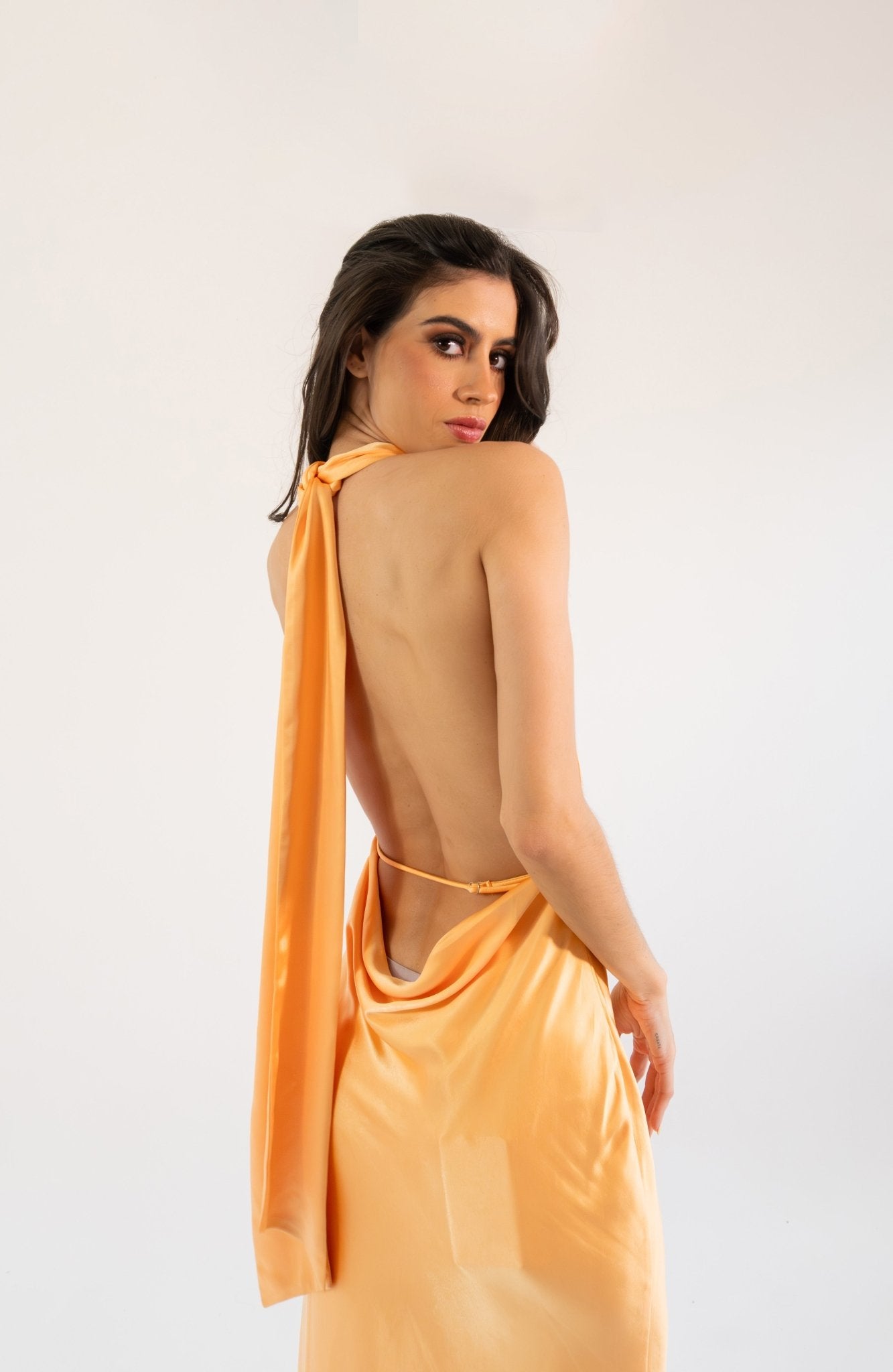 Elga - naranja - Cindel vestidos maxi, midi, mini, para toda ocasion, largos, de fiesta, de boda