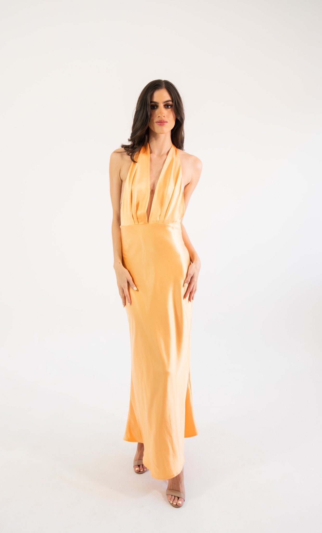 Elga - naranja - Cindel vestidos maxi, midi, mini, para toda ocasion, largos, de fiesta, de boda