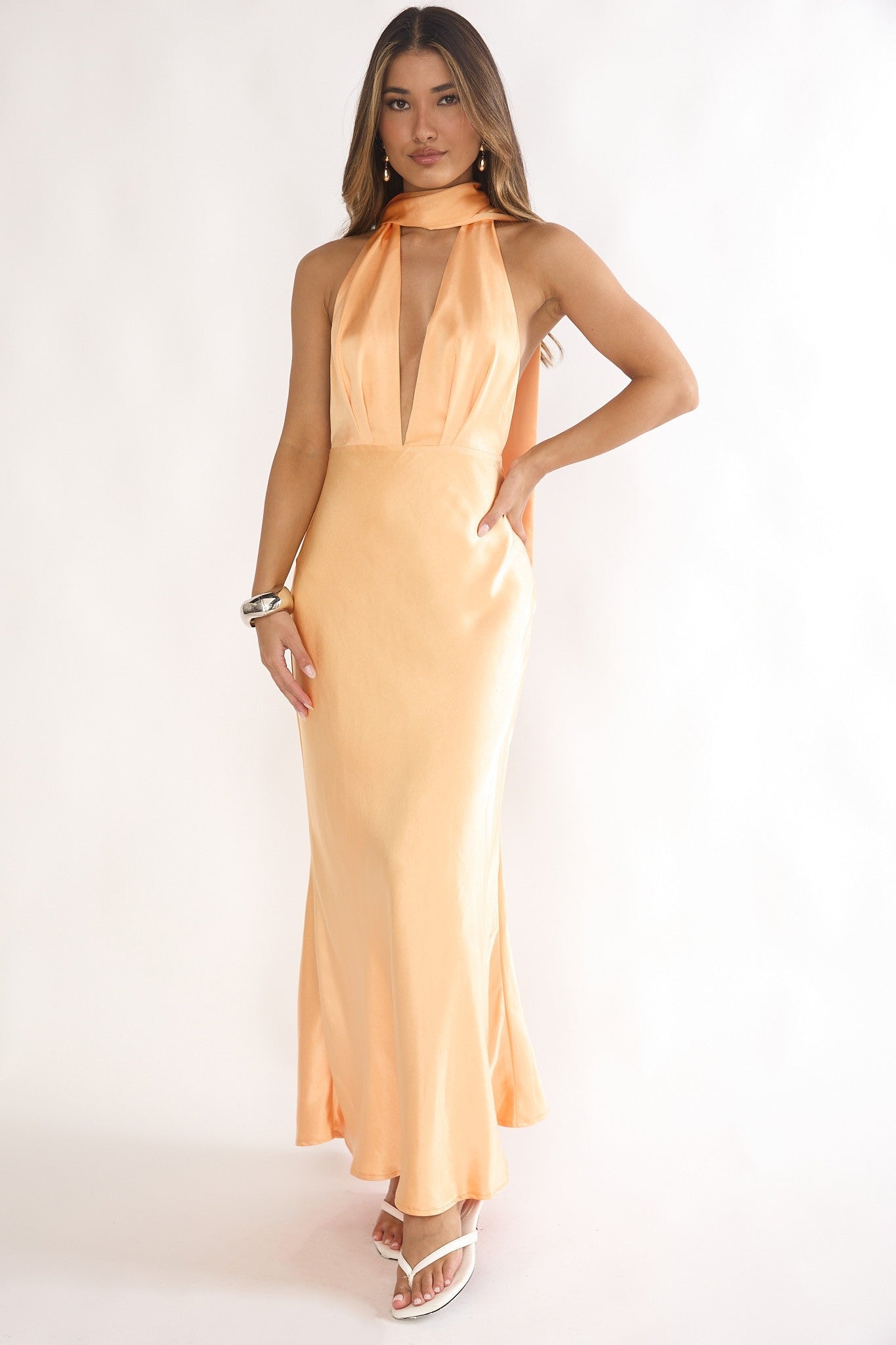 Elga - naranja - Cindel vestidos maxi, midi, mini, para toda ocasion, largos, de fiesta, de boda