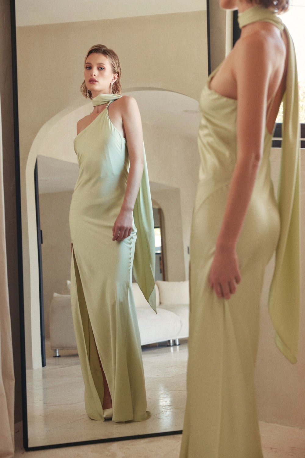 Emiliana - sage - Cindel vestidos maxi, midi, mini, para toda ocasion, largos, de fiesta, de boda