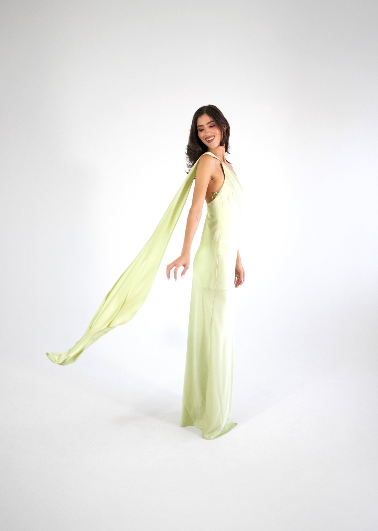 Emiliana - sage - Cindel vestidos maxi, midi, mini, para toda ocasion, largos, de fiesta, de boda