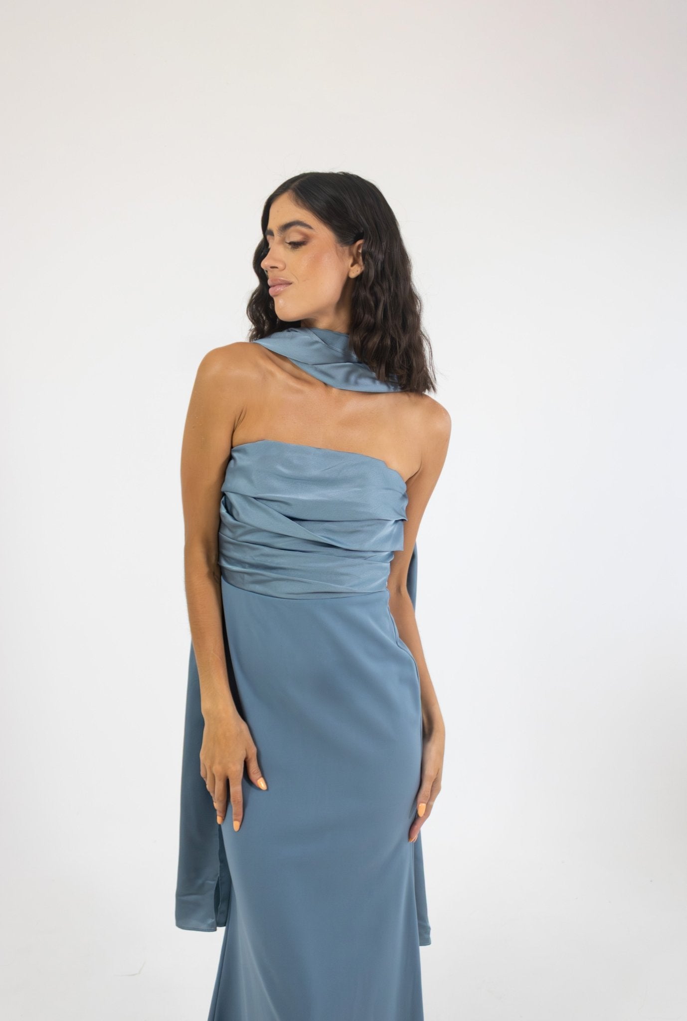 Estela - azul - Cindel vestidos maxi, midi, mini, para toda ocasion, largos, de fiesta, de boda