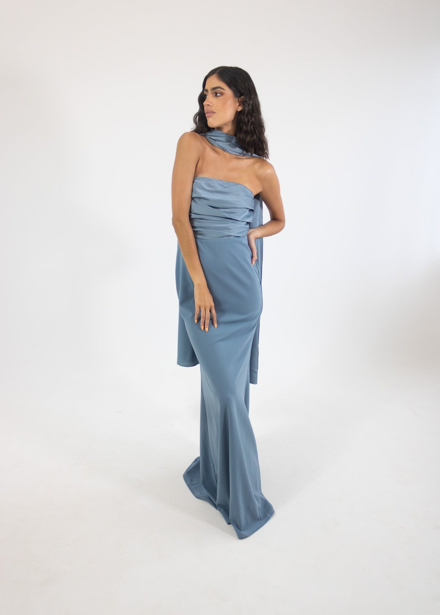 Estela - azul - Cindel vestidos maxi, midi, mini, para toda ocasion, largos, de fiesta, de boda