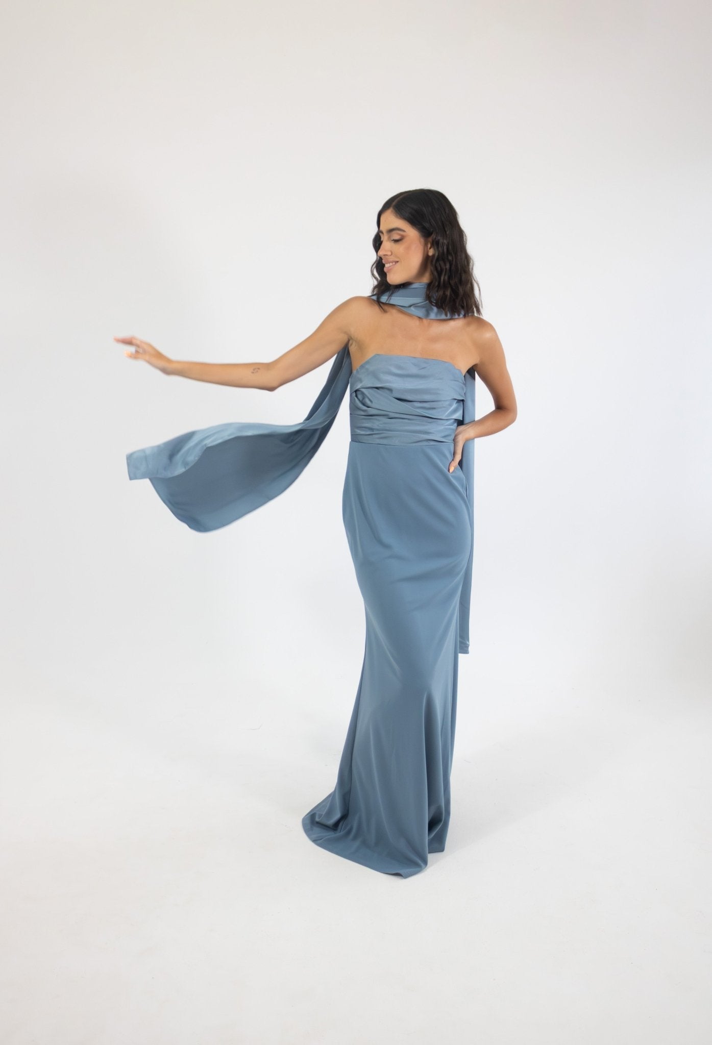 Estela - azul - Cindel vestidos maxi, midi, mini, para toda ocasion, largos, de fiesta, de boda