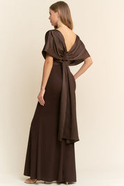 Estela - cafe - Cindel vestidos maxi, midi, mini, para toda ocasion, largos, de fiesta, de boda