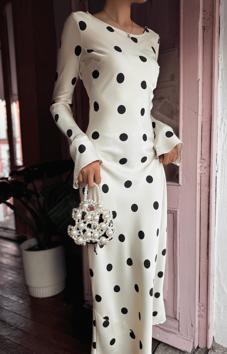 Georgie polka - blanco - Cindel vestidos maxi, midi, mini, para toda ocasion, largos, de fiesta, de boda