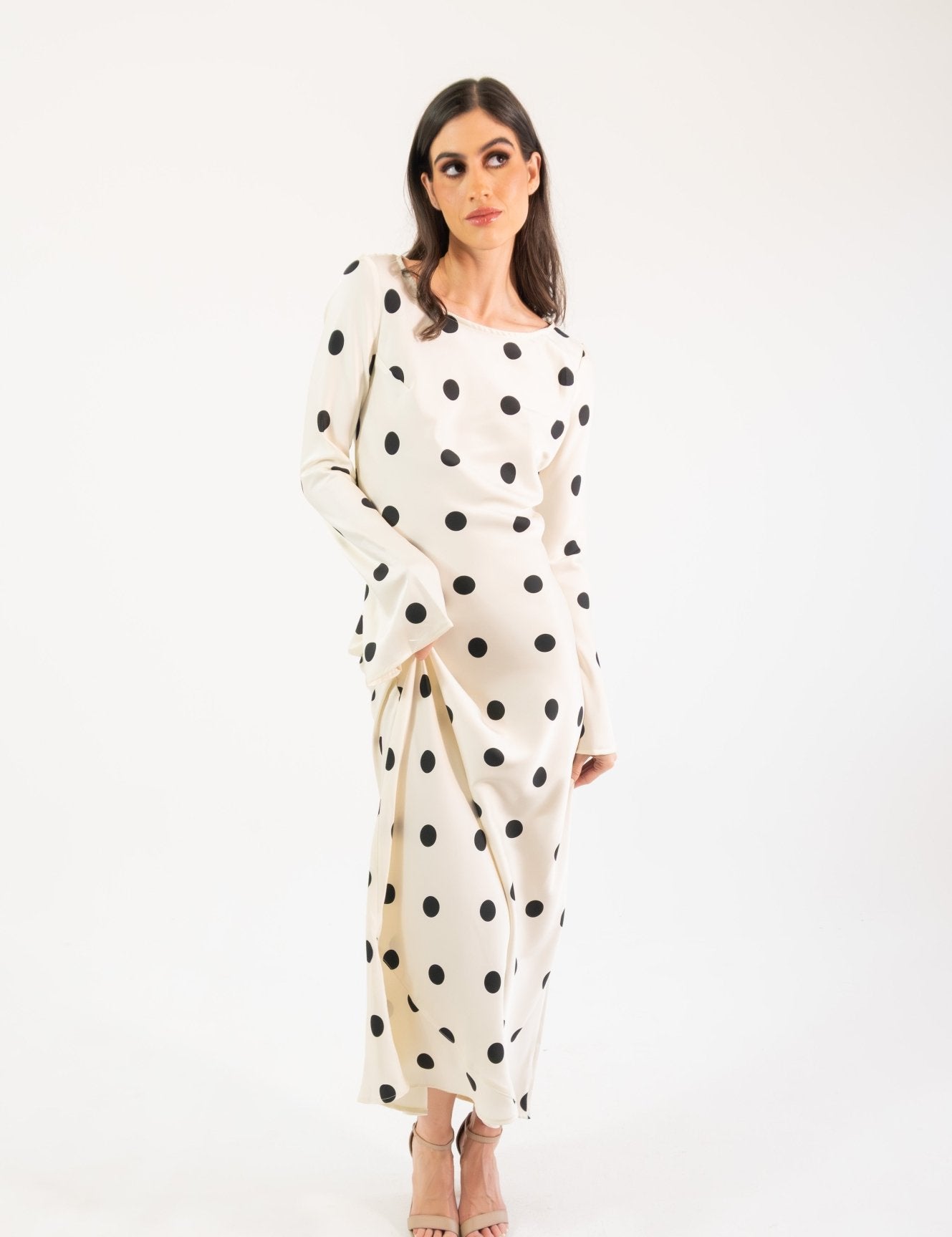 Georgie polka - blanco - Cindel vestidos maxi, midi, mini, para toda ocasion, largos, de fiesta, de boda