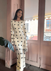 Georgie polka - blanco - Cindel vestidos maxi, midi, mini, para toda ocasion, largos, de fiesta, de boda