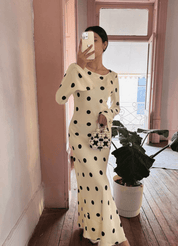 Georgie polka - blanco - Cindel vestidos maxi, midi, mini, para toda ocasion, largos, de fiesta, de boda