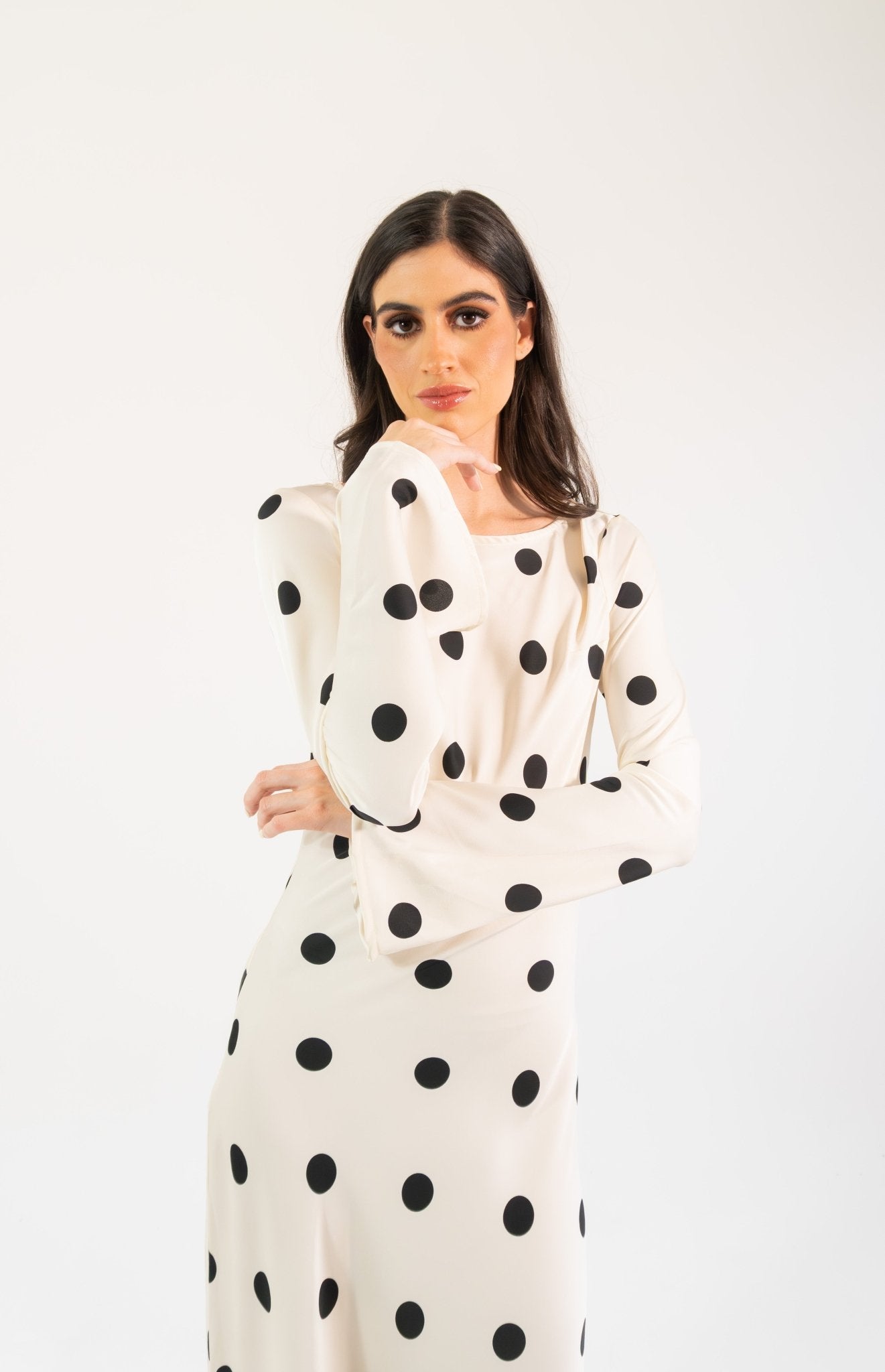 Georgie polka - blanco - Cindel vestidos maxi, midi, mini, para toda ocasion, largos, de fiesta, de boda