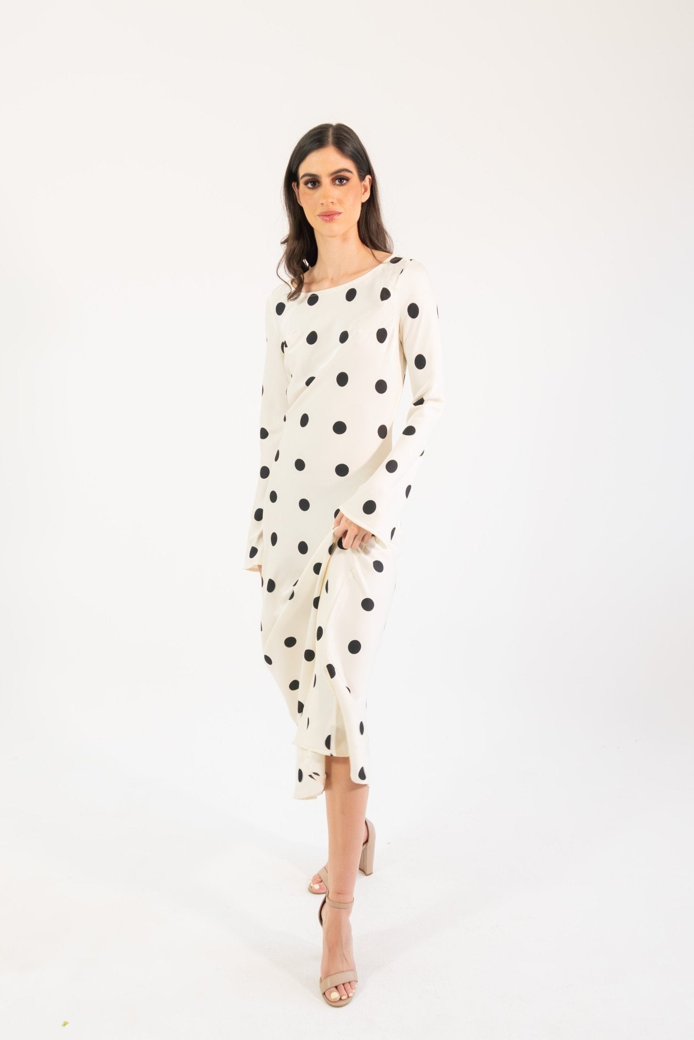 Georgie polka - blanco - Cindel vestidos maxi, midi, mini, para toda ocasion, largos, de fiesta, de boda