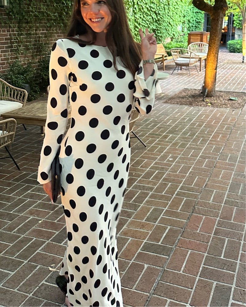 Georgie polka - blanco - Cindel vestidos maxi, midi, mini, para toda ocasion, largos, de fiesta, de boda