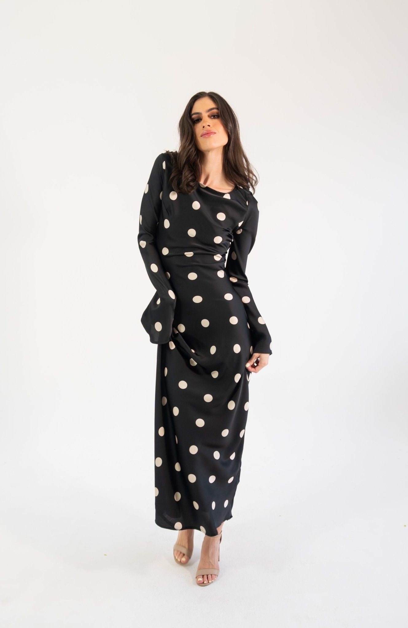 Georgie polka - negro - Cindel vestidos maxi, midi, mini, para toda ocasion, largos, de fiesta, de boda