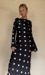 Georgie polka - negro - Cindel vestidos maxi, midi, mini, para toda ocasion, largos, de fiesta, de boda