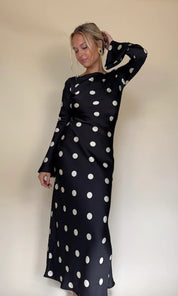 Georgie polka - negro - Cindel vestidos maxi, midi, mini, para toda ocasion, largos, de fiesta, de boda