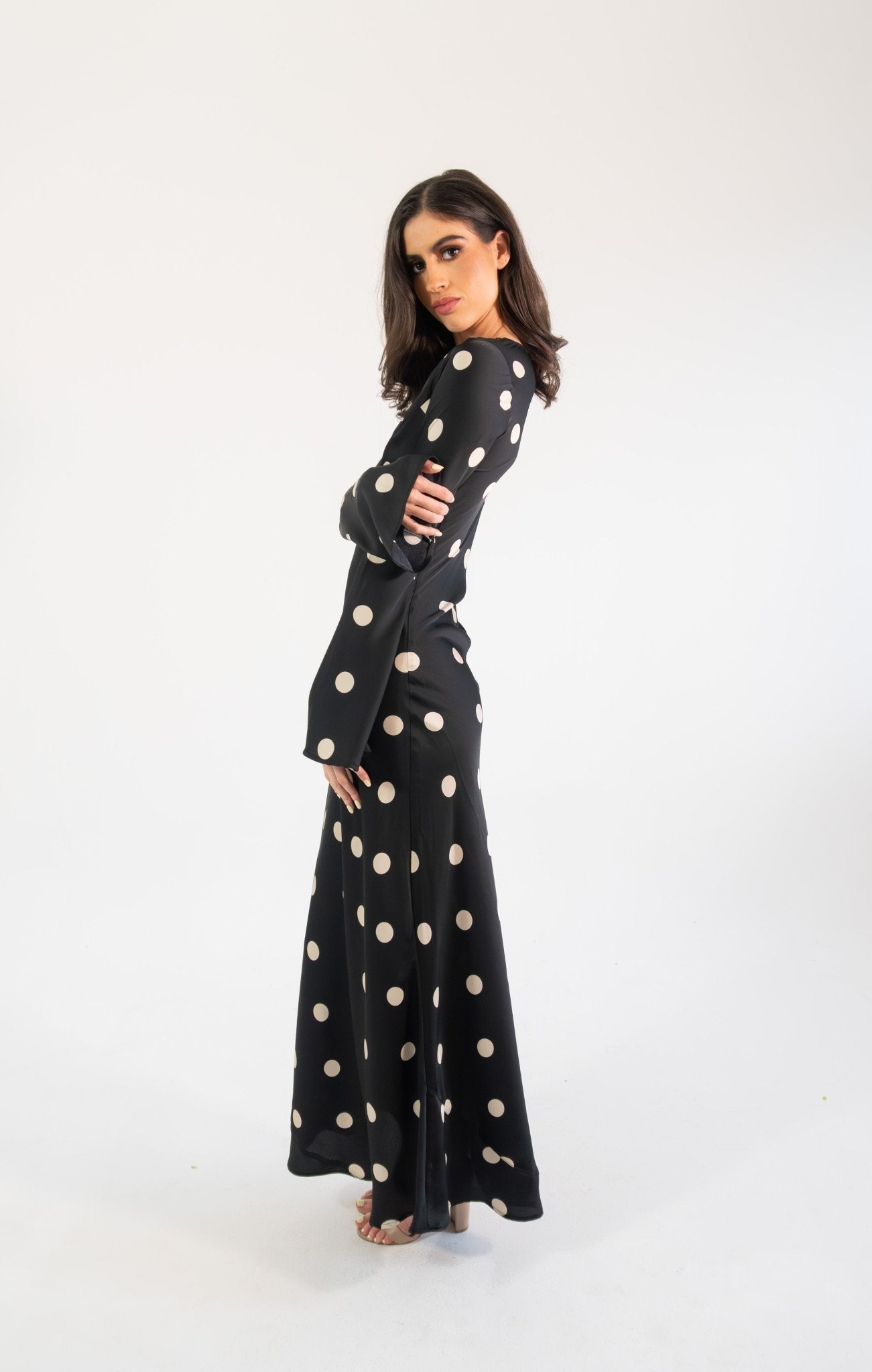 Georgie polka - negro - Cindel vestidos maxi, midi, mini, para toda ocasion, largos, de fiesta, de boda