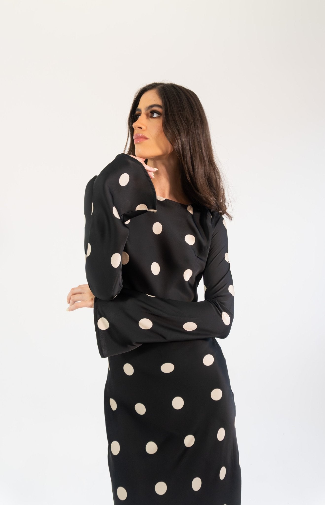 Georgie polka - negro - Cindel vestidos maxi, midi, mini, para toda ocasion, largos, de fiesta, de boda