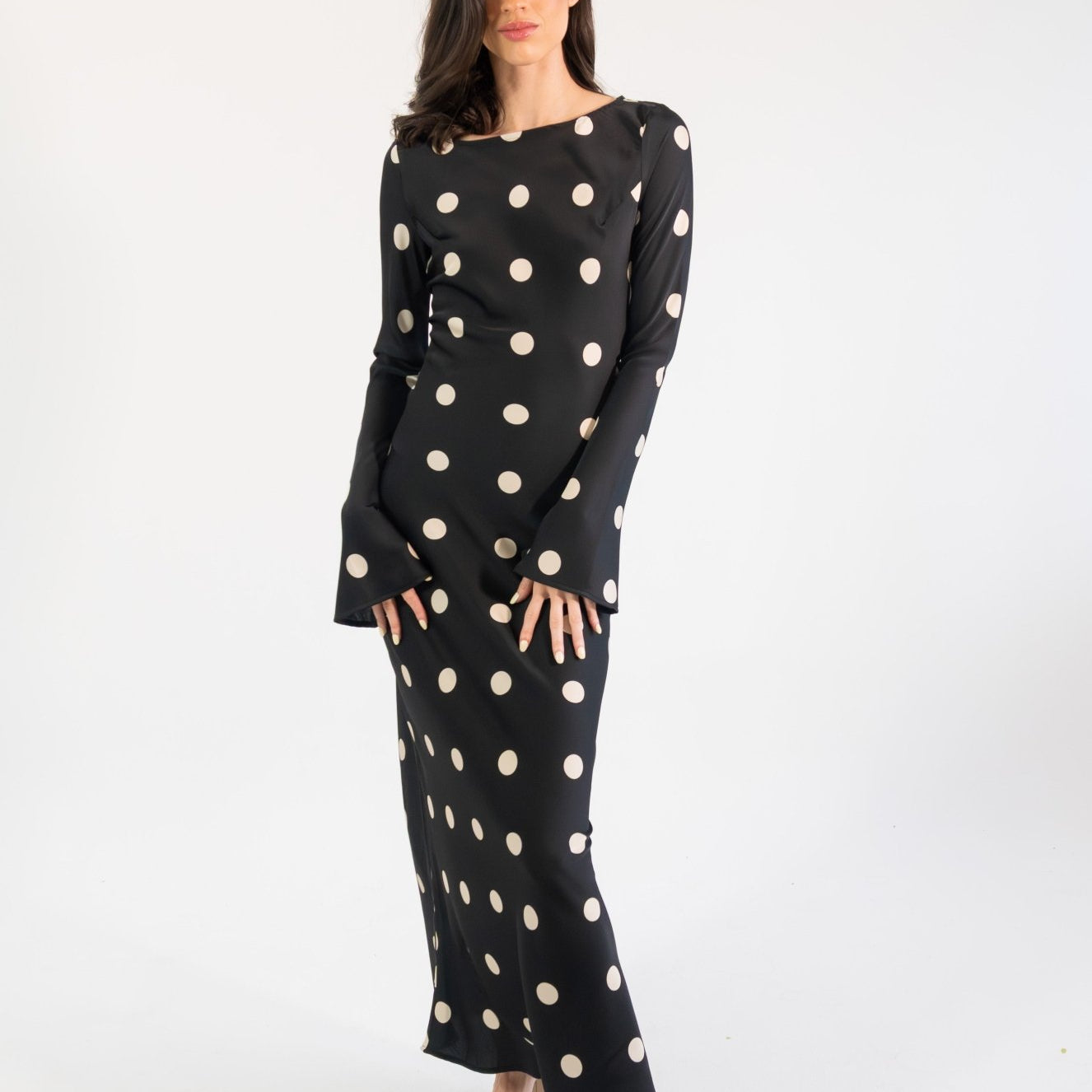 Georgie polka - negro - Cindel vestidos maxi, midi, mini, para toda ocasion, largos, de fiesta, de boda