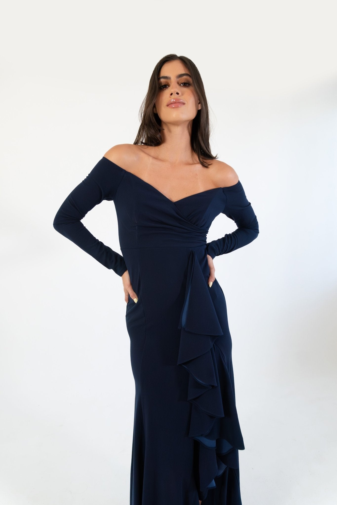 Hannia - azul - Cindel vestidos maxi, midi, mini, para toda ocasion, largos, de fiesta, de boda