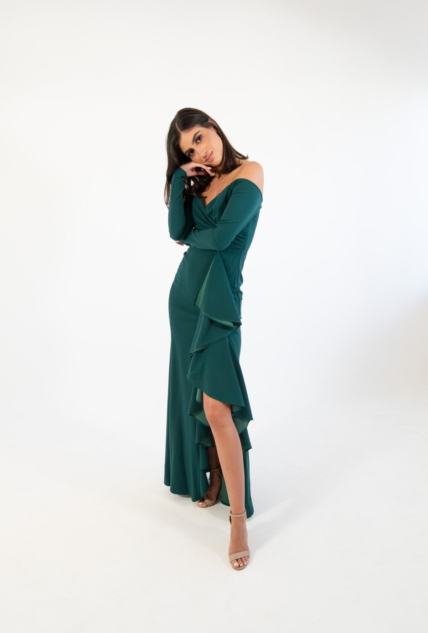 Hannia - verde - Cindel vestidos maxi, midi, mini, para toda ocasion, largos, de fiesta, de boda