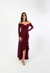 Hannia - vino - Cindel vestidos maxi, midi, mini, para toda ocasion, largos, de fiesta, de boda