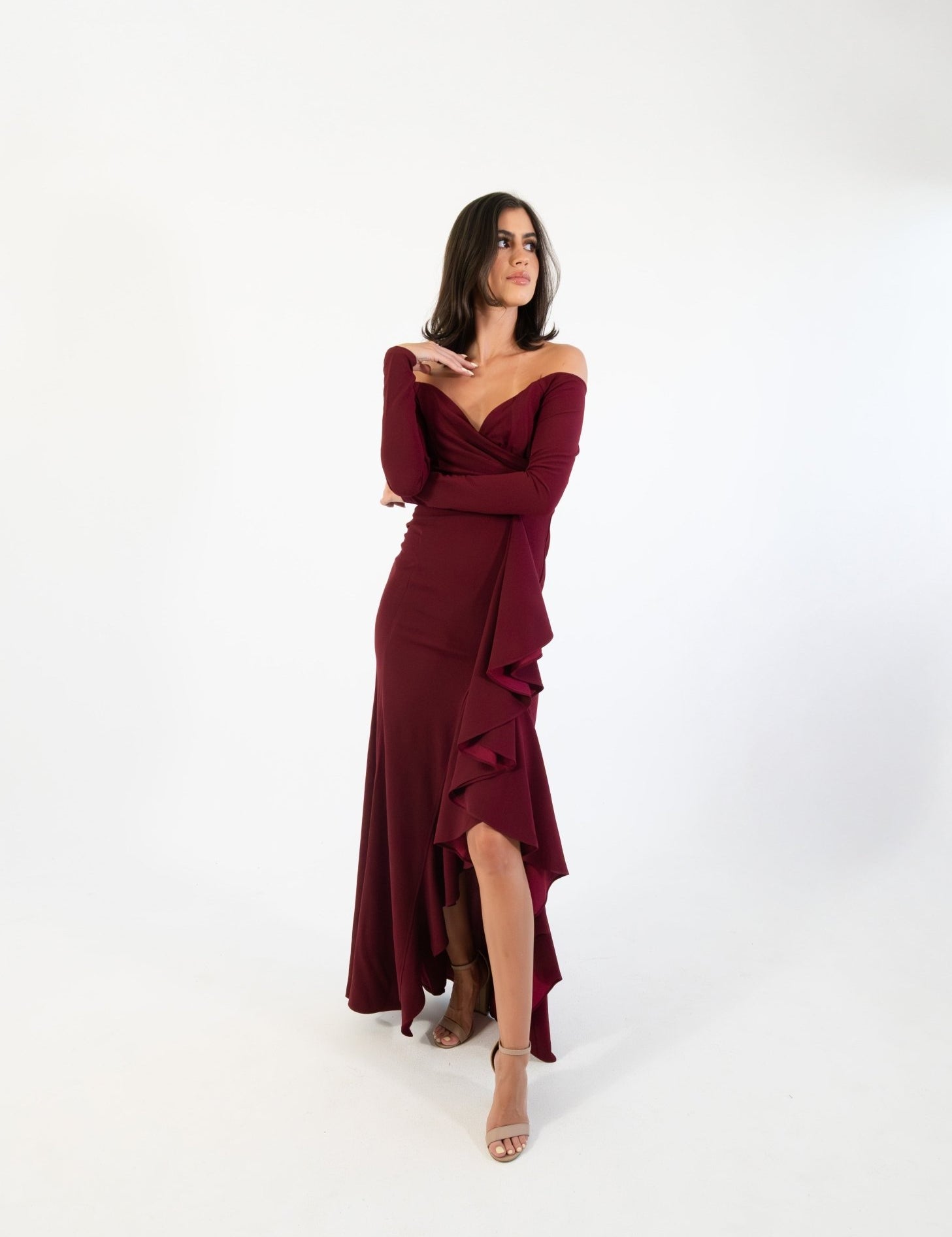 Hannia - vino - Cindel vestidos maxi, midi, mini, para toda ocasion, largos, de fiesta, de boda