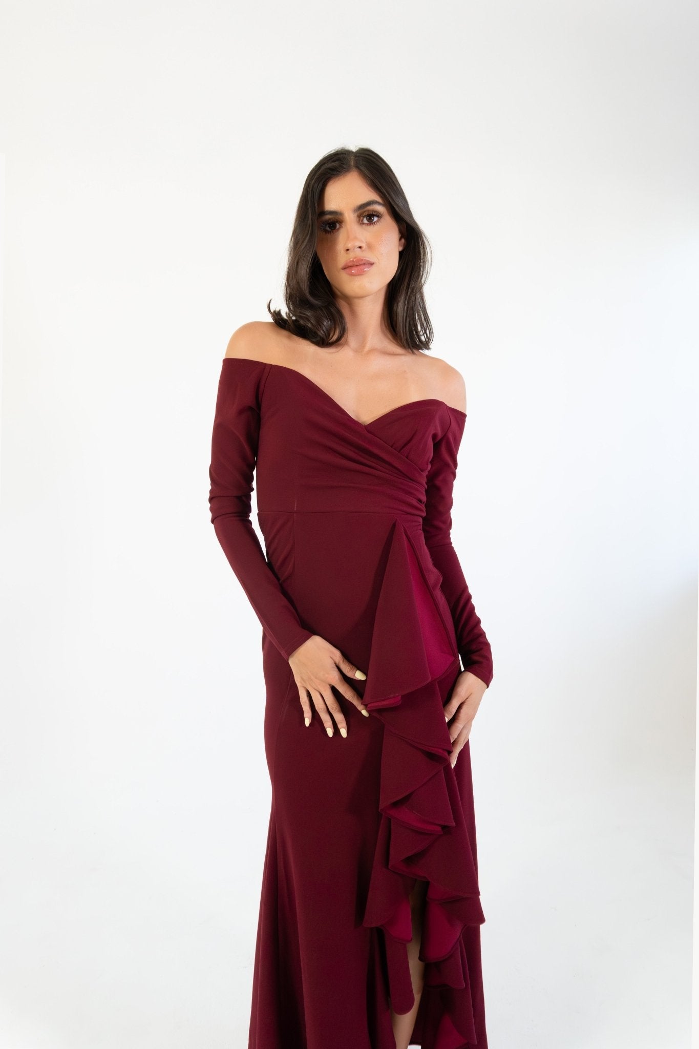 Hannia - vino - Cindel vestidos maxi, midi, mini, para toda ocasion, largos, de fiesta, de boda