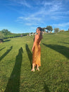 Leia - terracota - Cindel vestidos maxi, midi, mini, para toda ocasion, largos, de fiesta, de boda