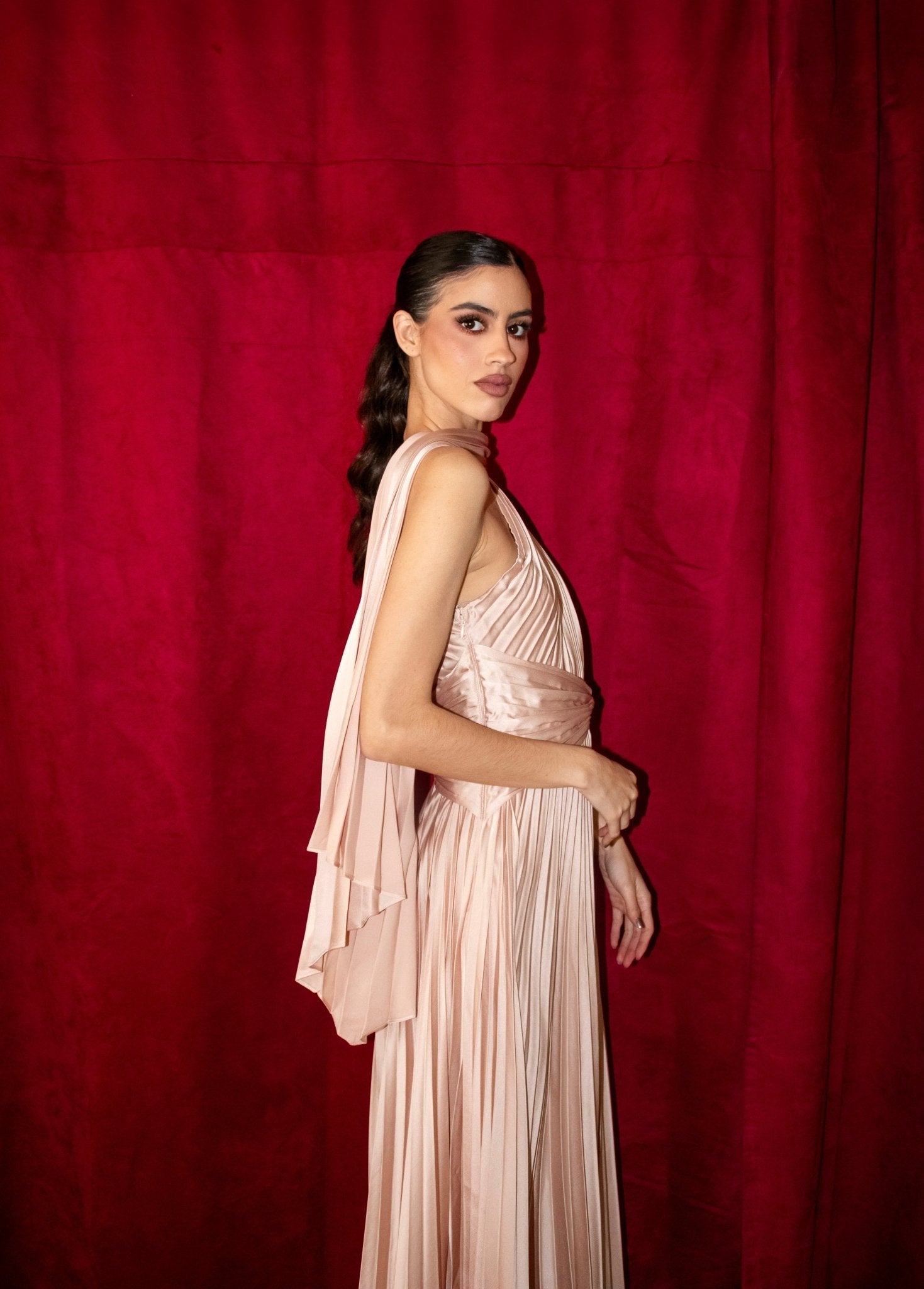 Mabela - nude - Cindel vestidos maxi, midi, mini, para toda ocasion, largos, de fiesta, de boda