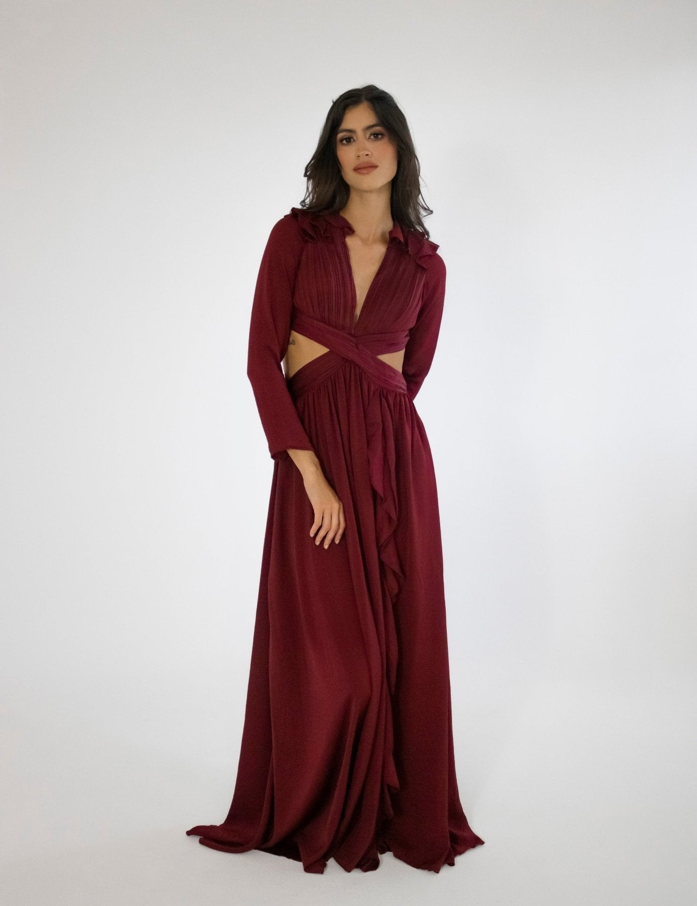 Micaela - rojo - Cindel vestidos maxi, midi, mini, para toda ocasion, largos, de fiesta, de boda