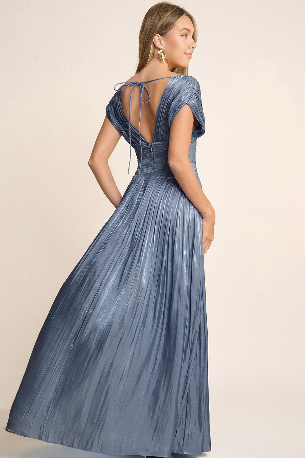 Regina - azul slate - Cindel vestidos maxi, midi, mini, para toda ocasion, largos, de fiesta, de boda