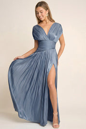 Regina - azul slate - Cindel vestidos maxi, midi, mini, para toda ocasion, largos, de fiesta, de boda