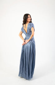 Regina - azul slate - Cindel vestidos maxi, midi, mini, para toda ocasion, largos, de fiesta, de boda
