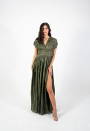 Regina - verde olivo - Cindel vestidos maxi, midi, mini, para toda ocasion, largos, de fiesta, de boda