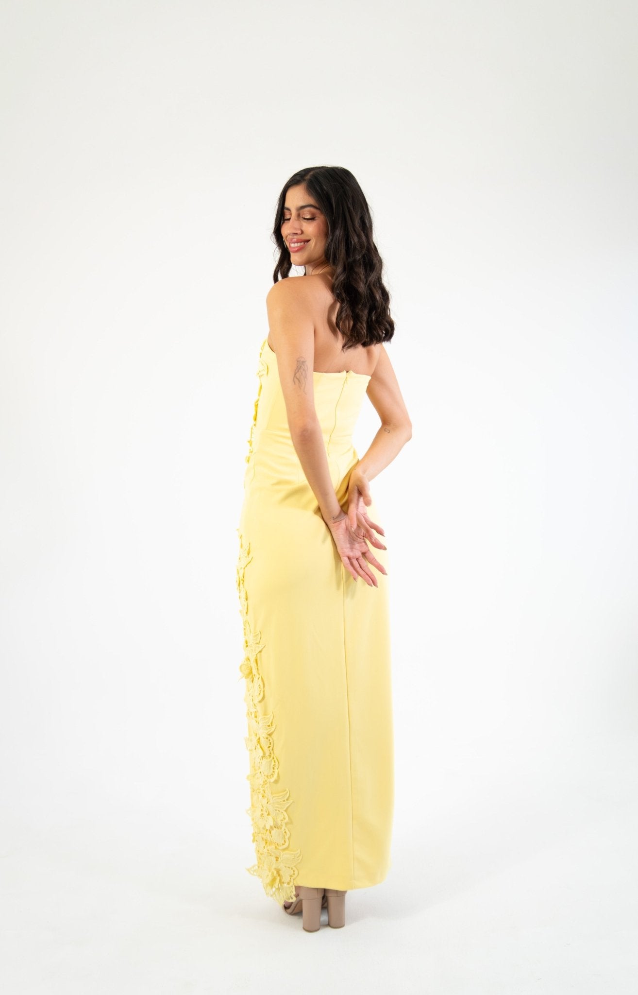 Thesa - amarillo - Cindel vestidos maxi, midi, mini, para toda ocasion, largos, de fiesta, de boda