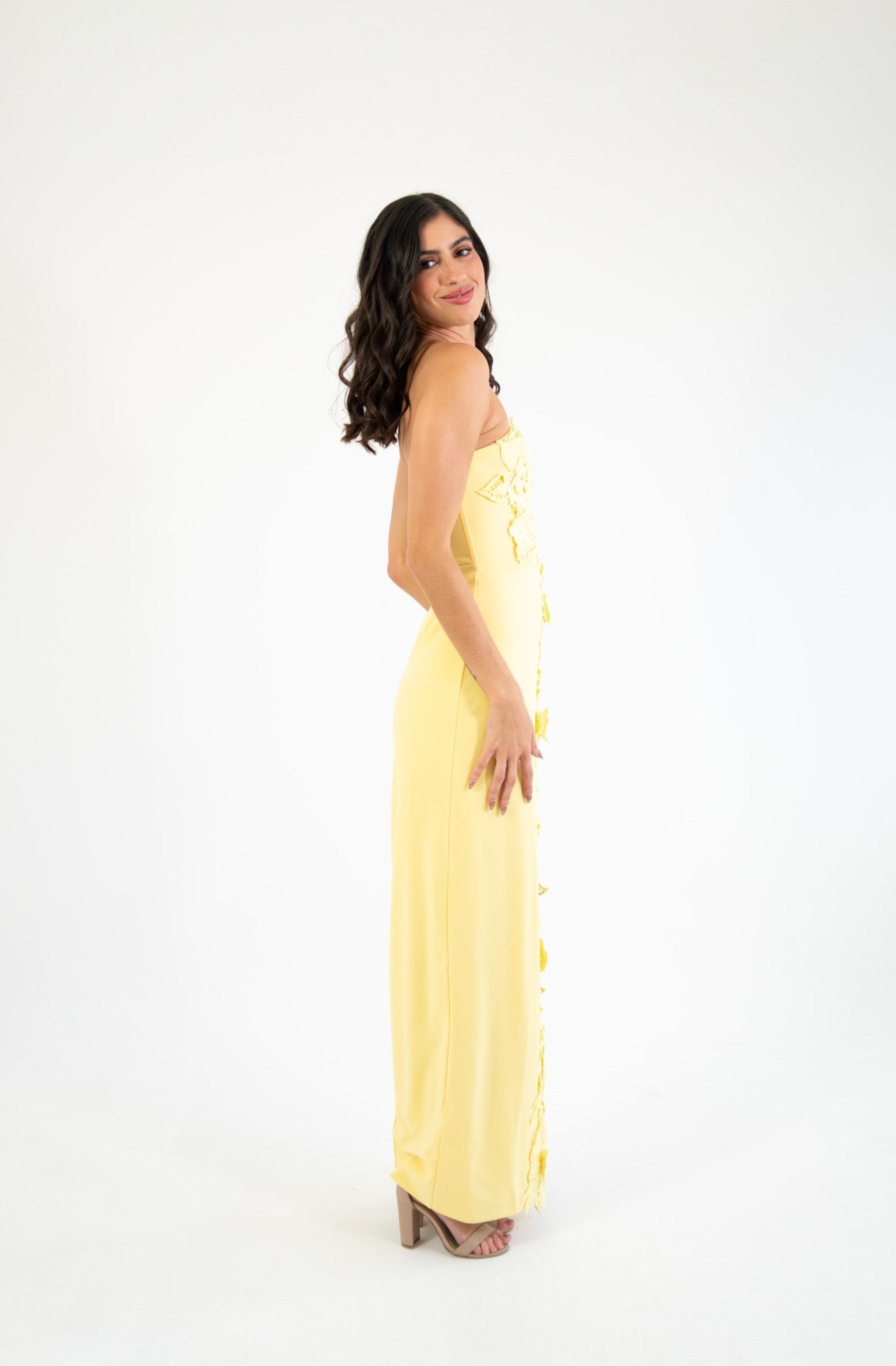 Thesa - amarillo - Cindel vestidos maxi, midi, mini, para toda ocasion, largos, de fiesta, de boda