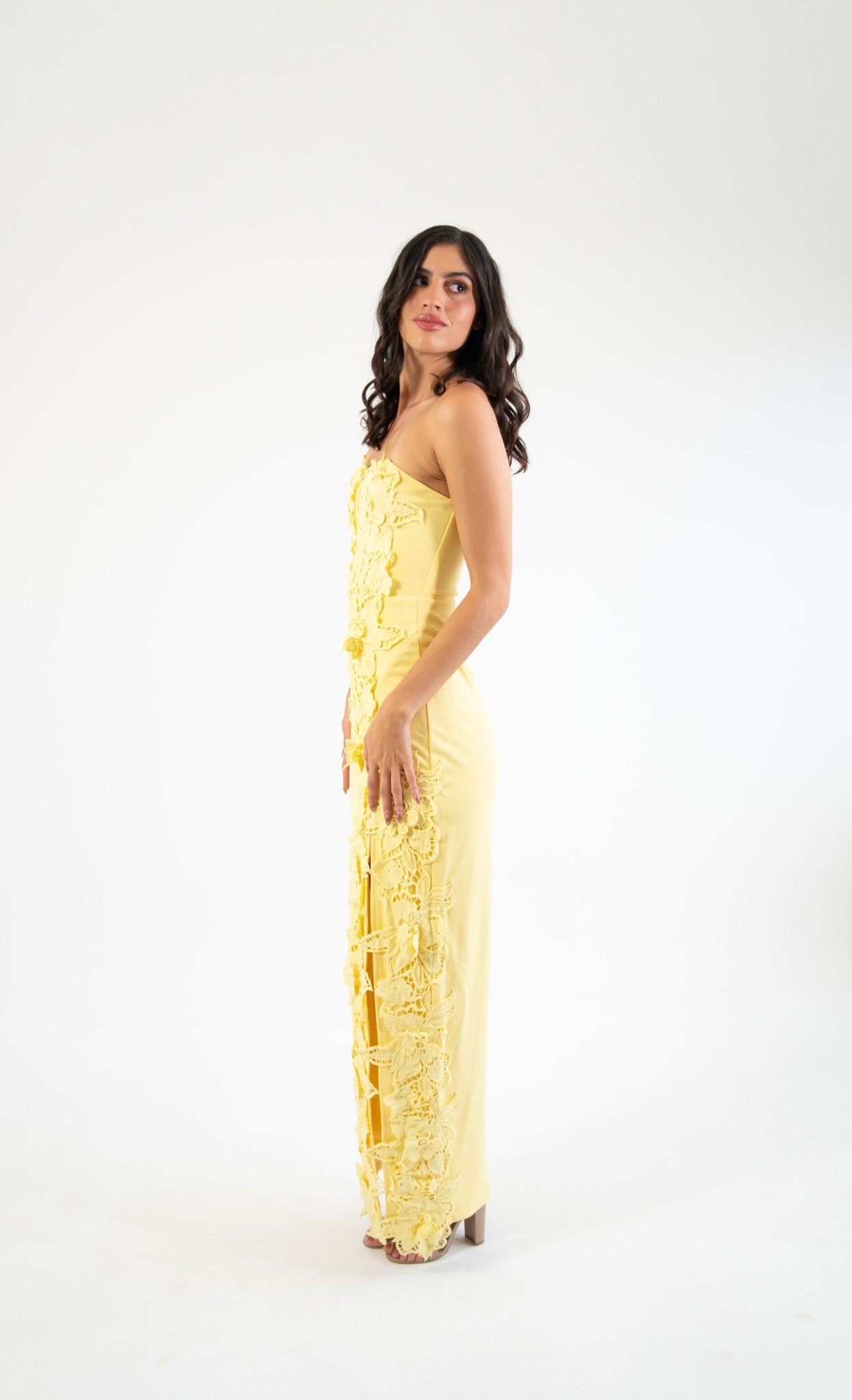 Thesa - amarillo - Cindel vestidos maxi, midi, mini, para toda ocasion, largos, de fiesta, de boda