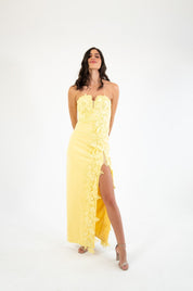 Thesa - amarillo - Cindel vestidos maxi, midi, mini, para toda ocasion, largos, de fiesta, de boda