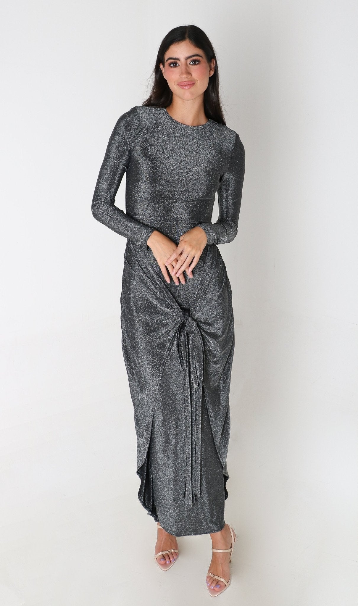 Valeria - gris - Cindel vestidos maxi, midi, mini, para toda ocasion, largos, de fiesta, de boda